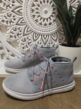 Under Armour Charged Mid-Top Athletic Sneakers - Gray Coral Accents Womens 8.5